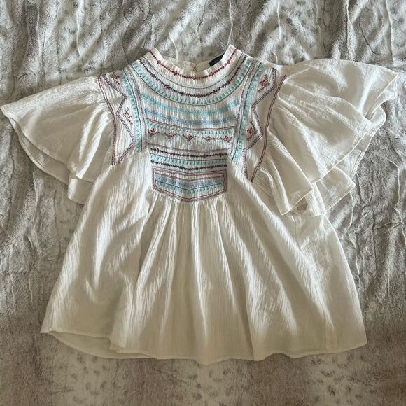 Boho Embroidered Fluttery Top - Picture 3 of 8